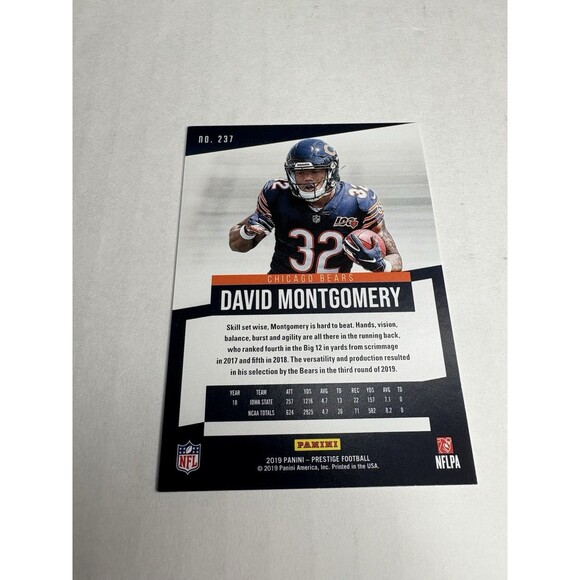 2019 Panini Prestige David Montgomery Rookie Card RC #237 Chicago Bears Lions - Picture 4 of 6